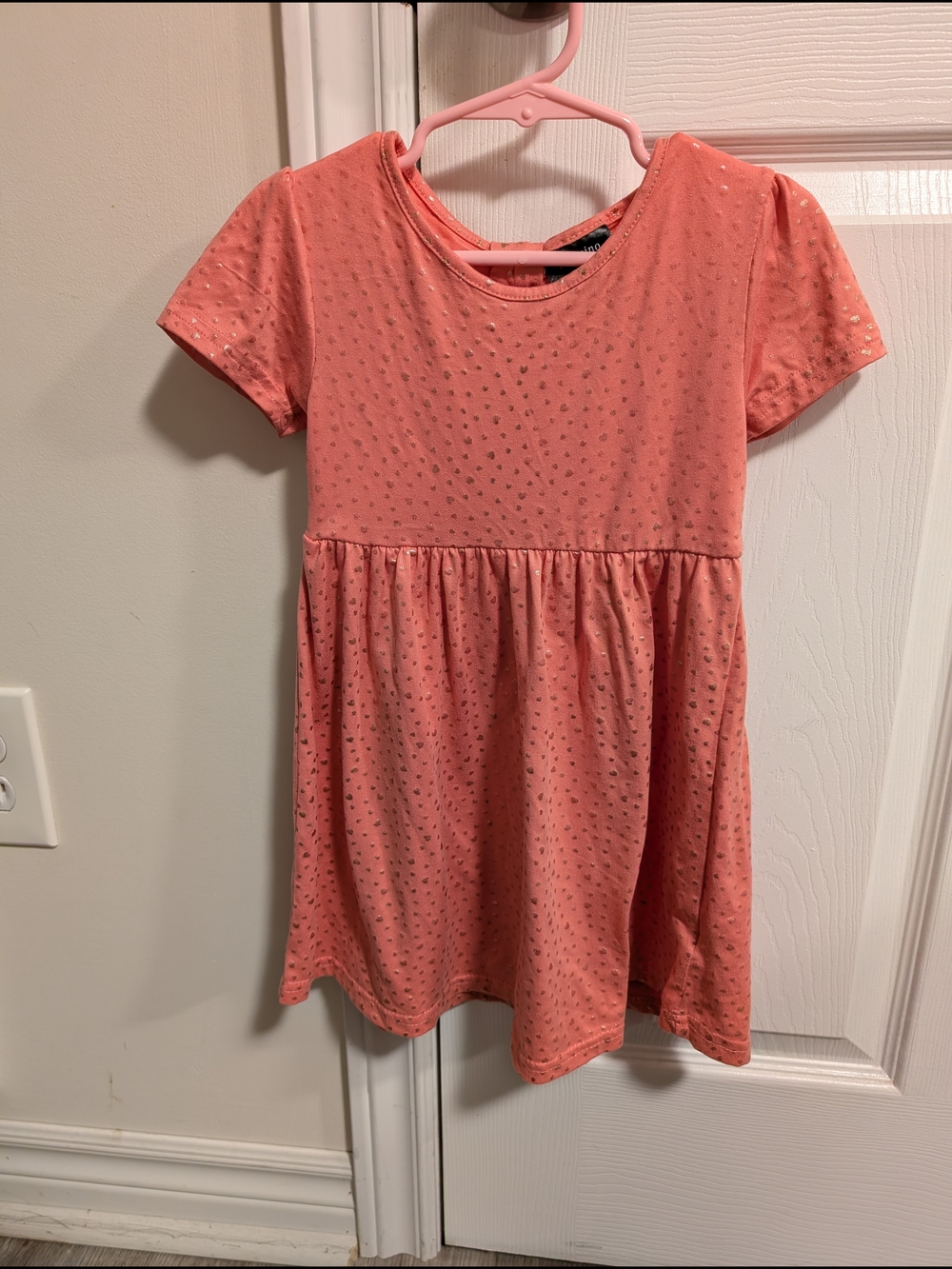 Short-Sleeve Girls' Coral Dot Knit Dress